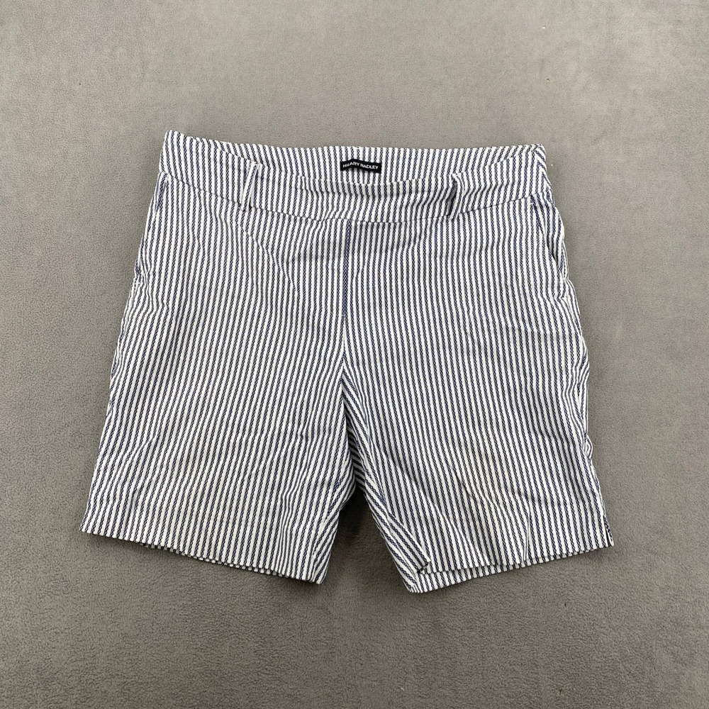 Hilary Radley Womens XL Navy White Striped Pull On Bermuda Shorts D5033-E1508